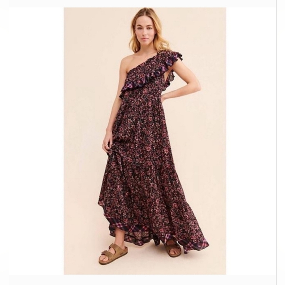 Free People Maxi Dress What About Love Ruffle Chest Size S Floral Boho New